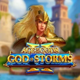 Age Of The Gods: God Of Storms 2 online game logo by Playtech on spinsy-casino.eu.com